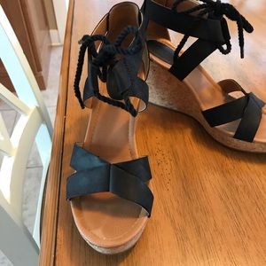 Sperry wedge sandals black 7